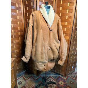 Vintage Patmos Shearling Coat – 100% Sheepskin Leather Jacket Made in Argentina